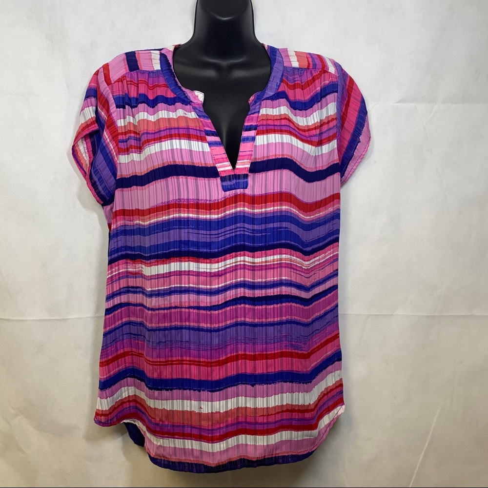 41 Hawthorn Mixed Fabric Striped Blouse, S…